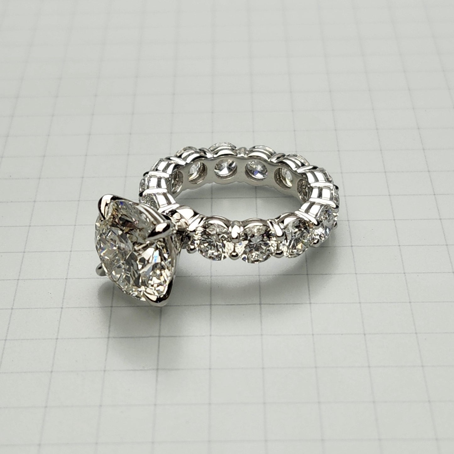 7ct Round Diamond Ring/14K ,18K gold Full Eternity Round Diamond Engagement Ring / Stackable diamond  Ring/Anniversary gift