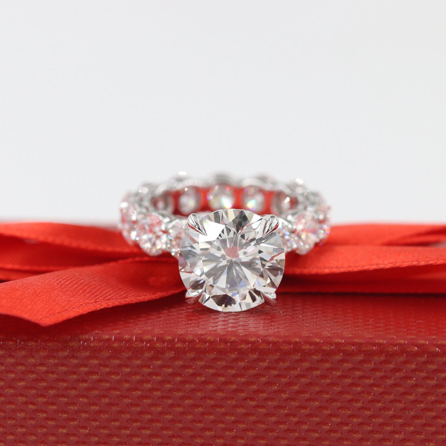 7ct Round Diamond Ring/14K ,18K gold Full Eternity Round Diamond Engagement Ring / Stackable diamond  Ring/Anniversary gift