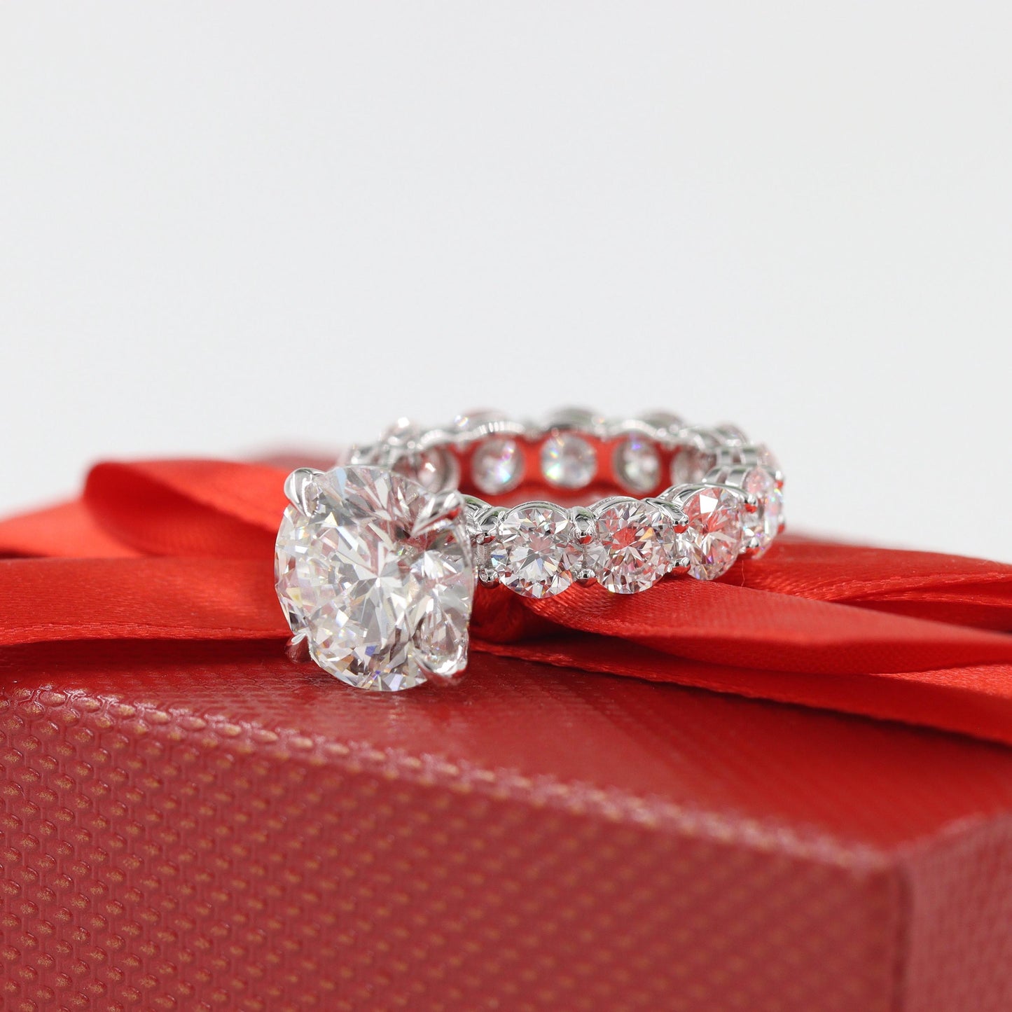 7ct Round Diamond Ring/14K ,18K gold Full Eternity Round Diamond Engagement Ring / Stackable diamond  Ring/Anniversary gift