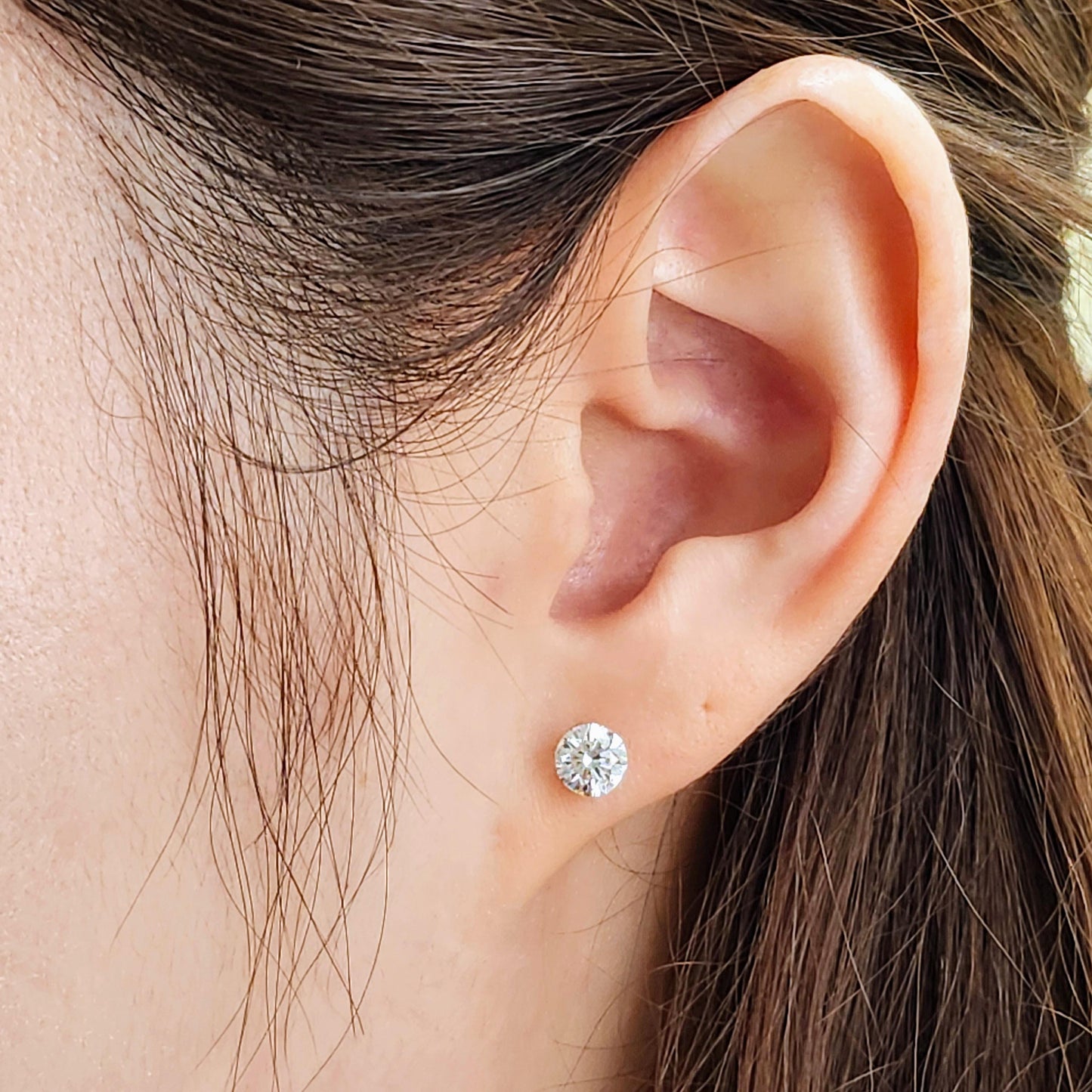 18K Gold Round Diamond Solitaire Invisible Setting Stud Earrings: 0.7ct Diamond Solitaire Earring - Anniversary Gift