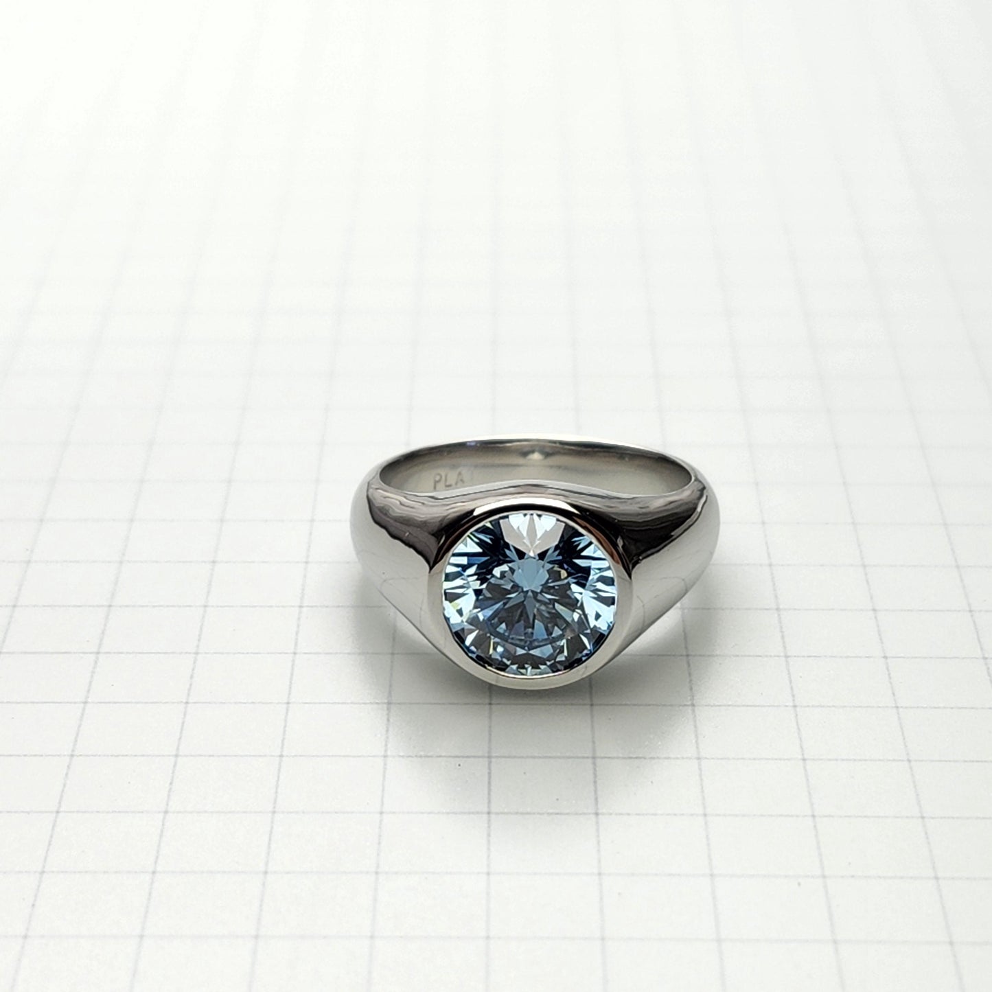 4ct Round Blue Diamond Solitaire Ring - 14K Gold Diamond Engagement Ring