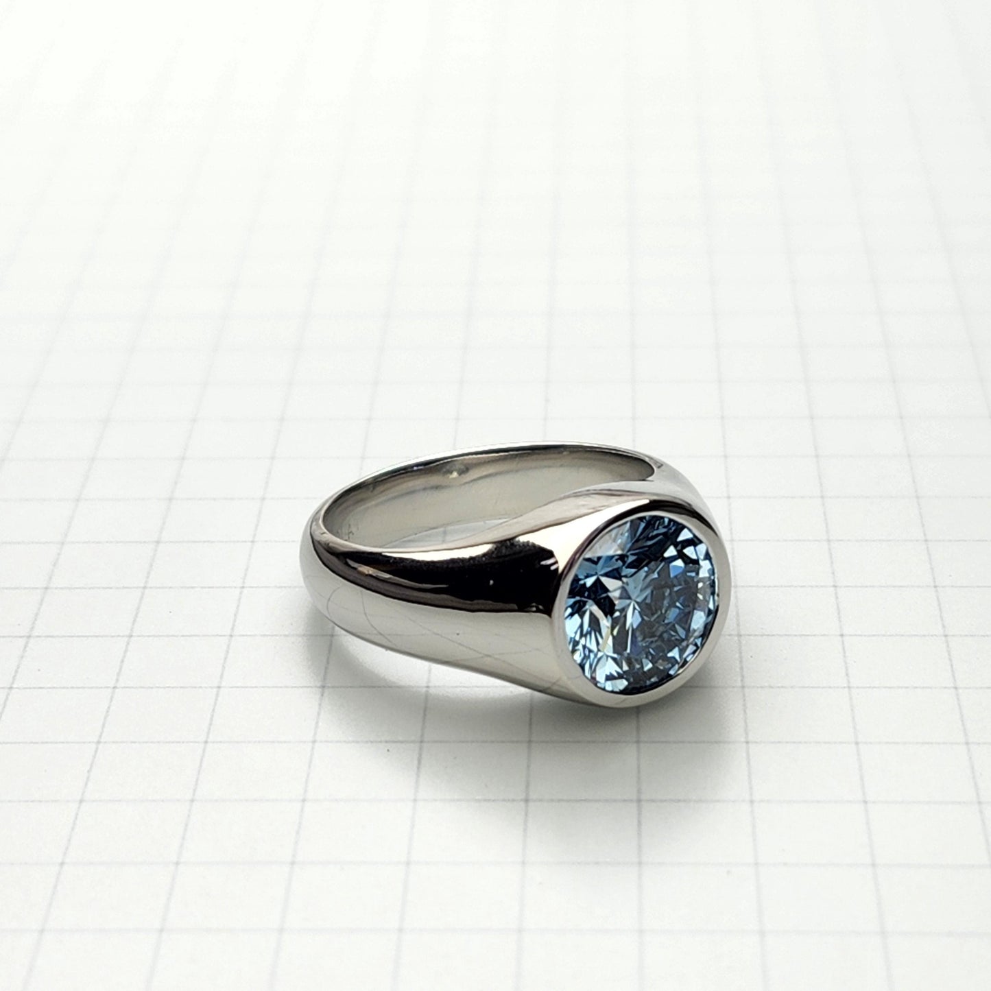 4ct Round Blue Diamond Solitaire Ring - 14K Gold Diamond Engagement Ring