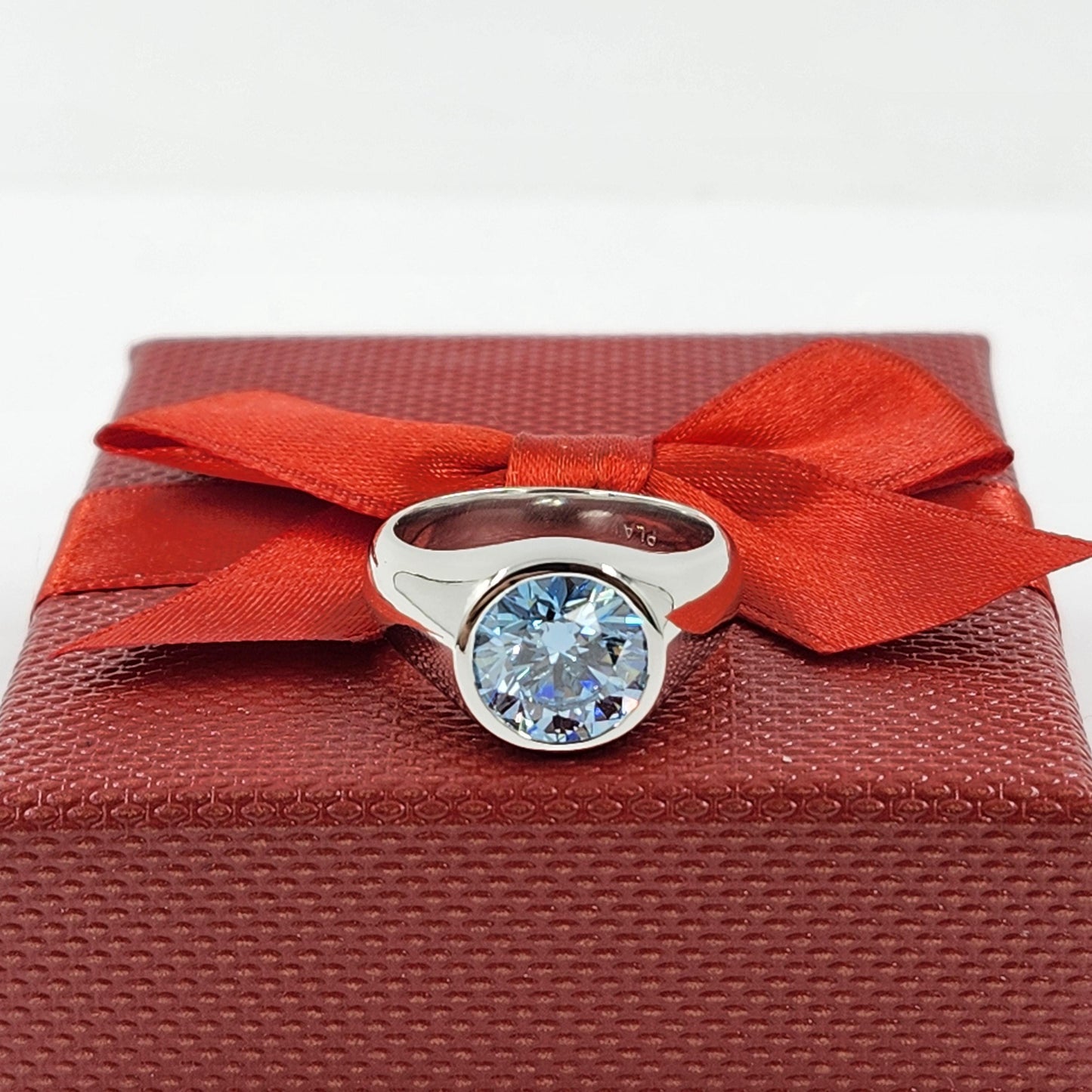4ct Round Blue Diamond Solitaire Ring - 14K Gold Diamond Engagement Ring