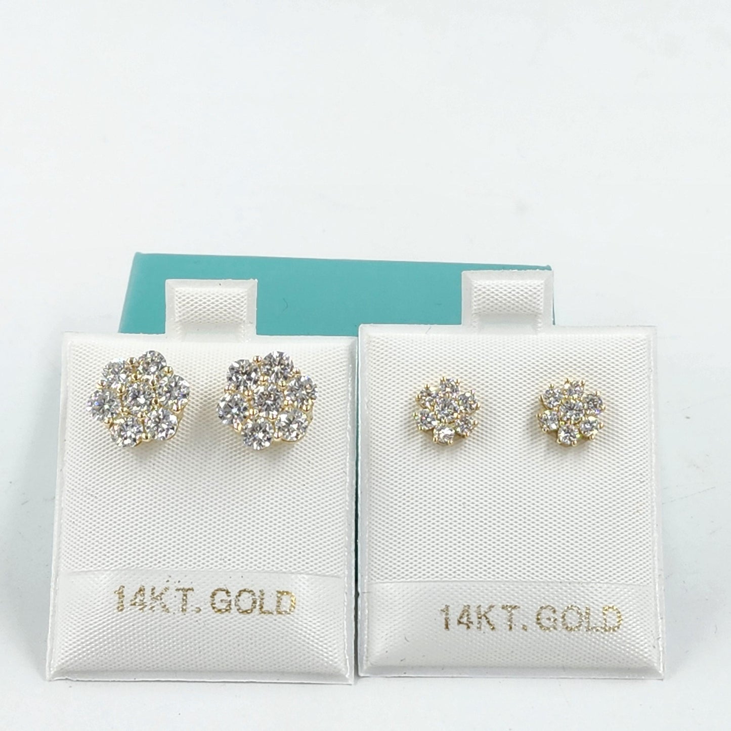 Diamond Flower Stud Earrings - 14K Gold 3.5ct Diamond Earring - Anniversary gift