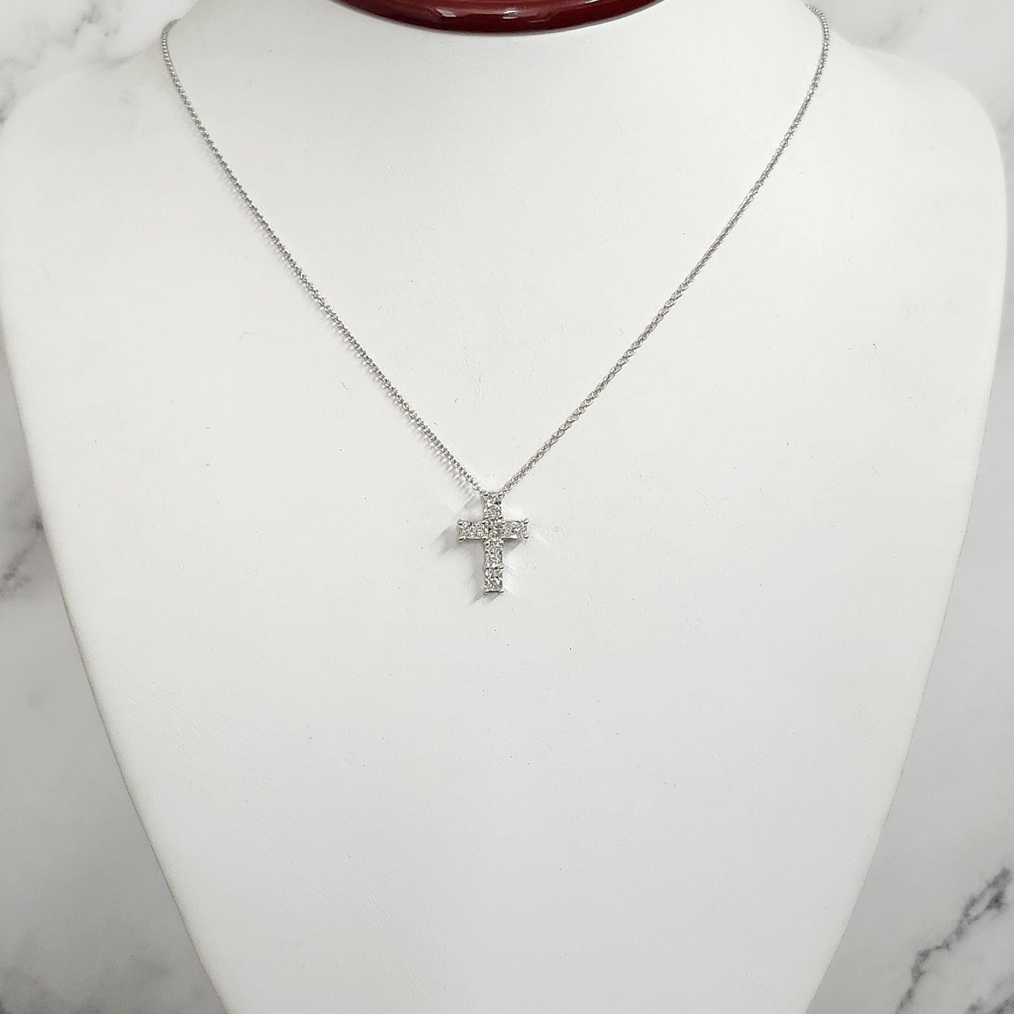 1.1ct Radiant Cut Diamond Cross Pendant: 14K Gold Diamond Cross Necklace