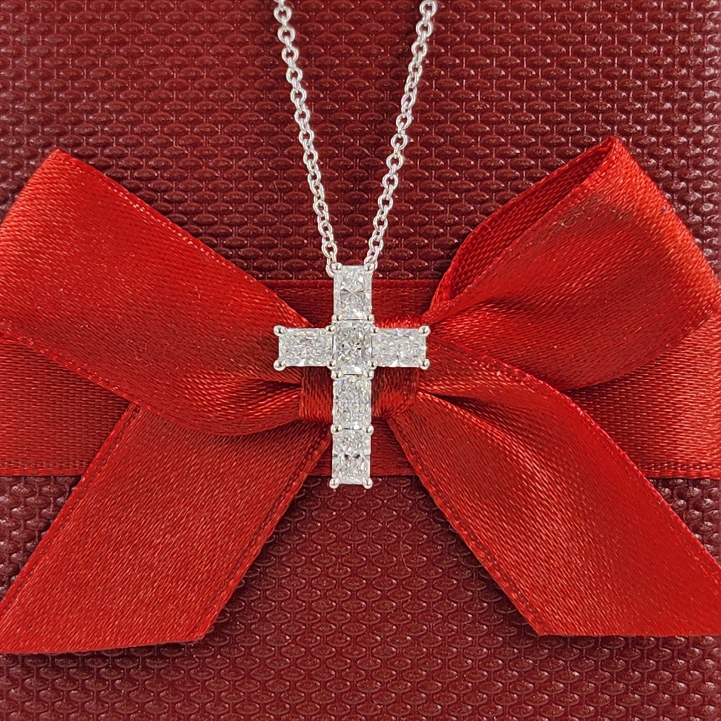 1.1ct Radiant Cut Diamond Cross Pendant: 14K Gold Diamond Cross Necklace