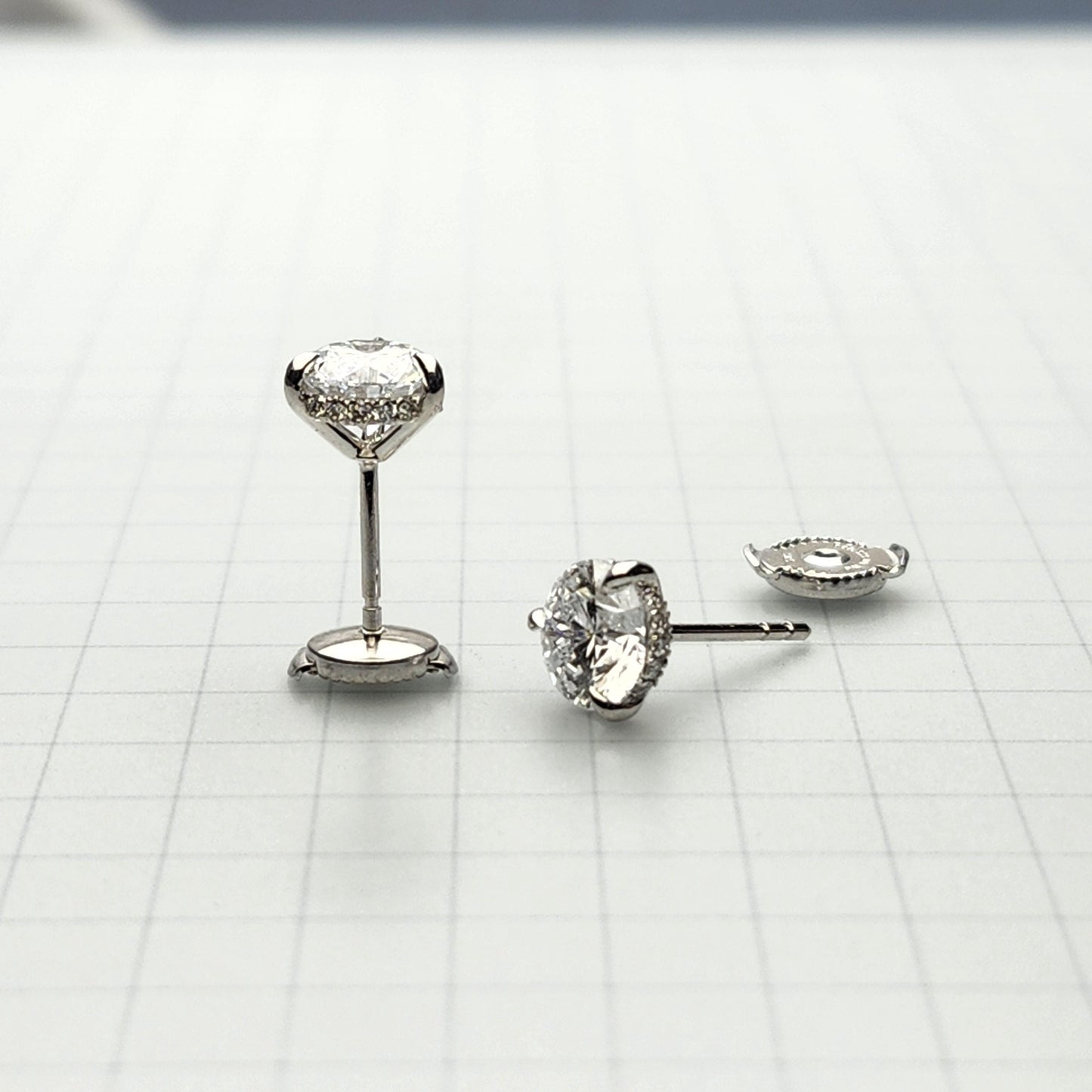 Total 2.13ct Round Diamond Stud Earrings: 14k Gold Prong Set Stud Earring - Anniversary gift