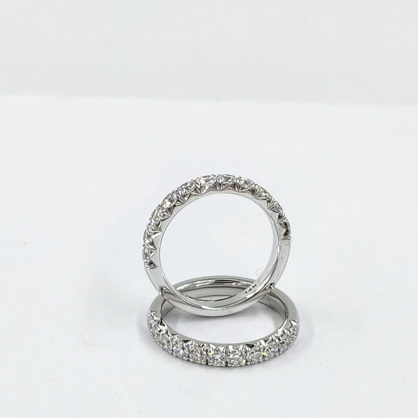 Diamond French Pave Wedding Band: 14K Gold Half Eternity Ring - French Pave 2.8mm Width Ring - Anniversary gift
