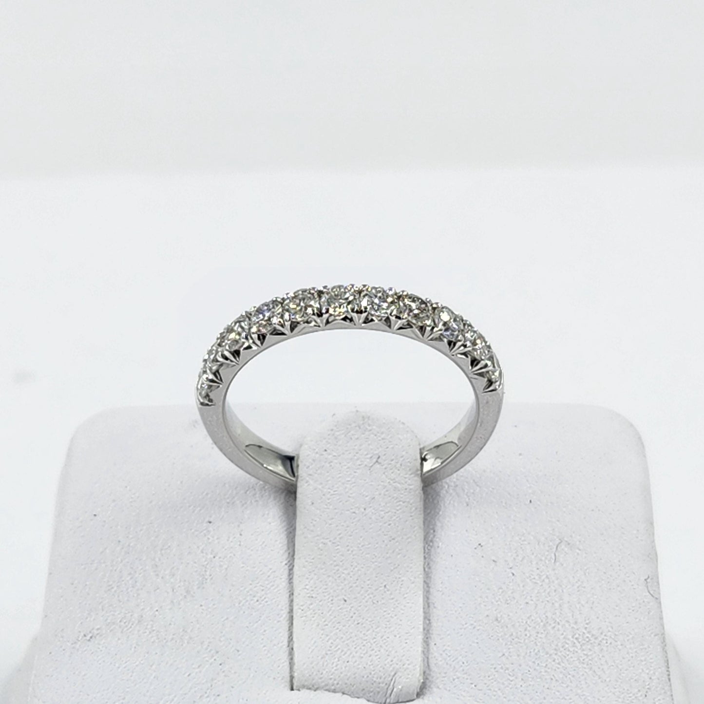 Diamond French Pave Wedding Band: 14K Gold Half Eternity Ring - French Pave 2.8mm Width Ring - Anniversary gift