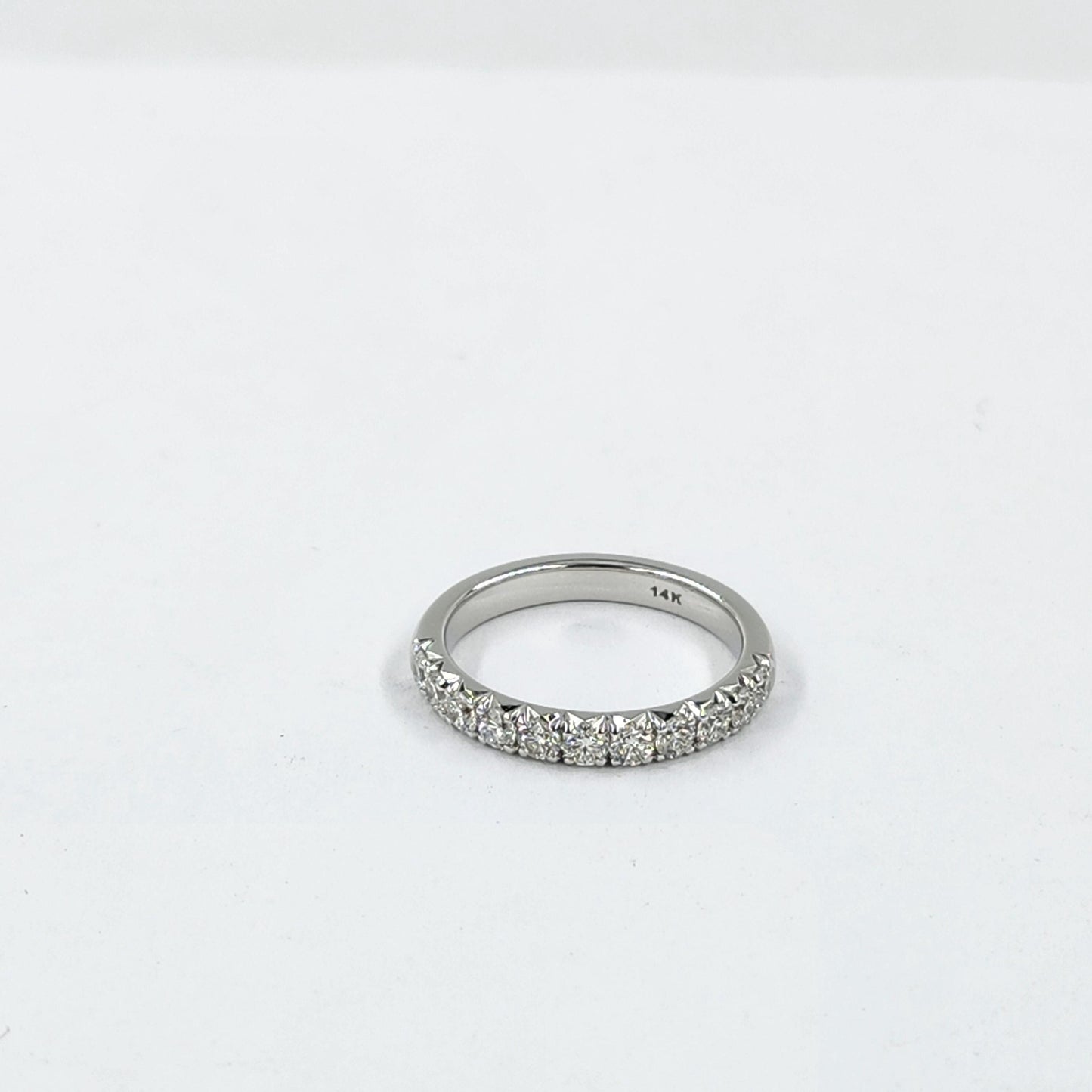 Diamond French Pave Wedding Band: 14K Gold Half Eternity Ring - French Pave 2.8mm Width Ring - Anniversary gift