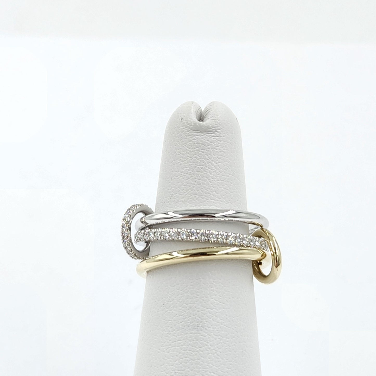 14K Gold Diamond Stacking Rings with Connectors – Handmade Anniversary Gift