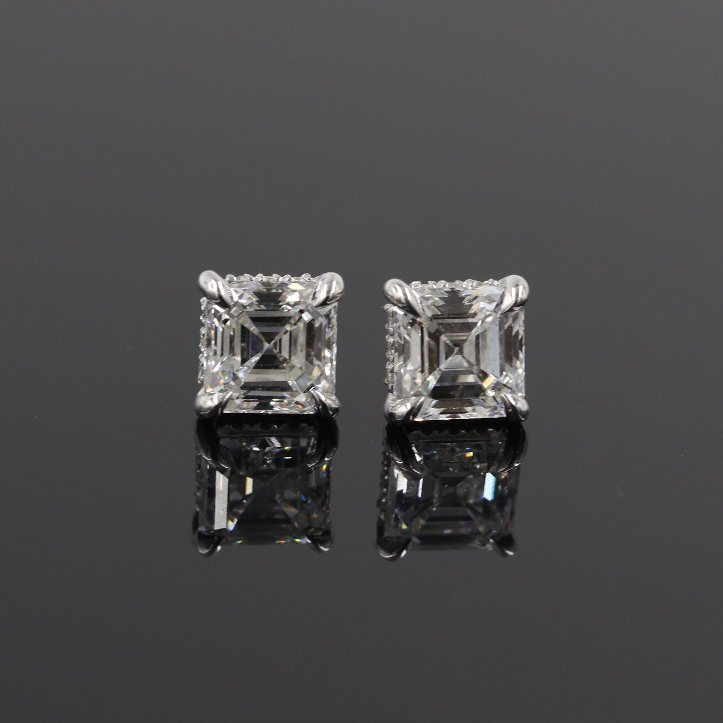 2.14ct Total Asscher Cut Diamond Stud Earrings - 14k Gold Wedding Jewelry - Anniversary gift