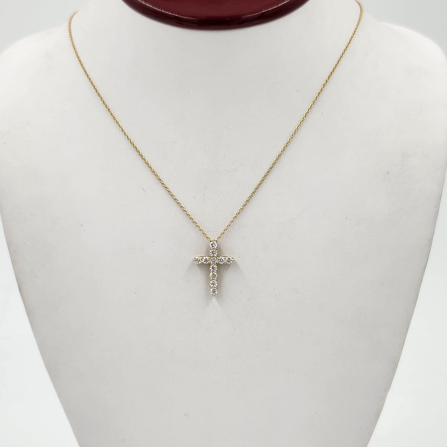 Diamond Cross Pendant: 14K Gold Religious Necklace- Anniversary Gift