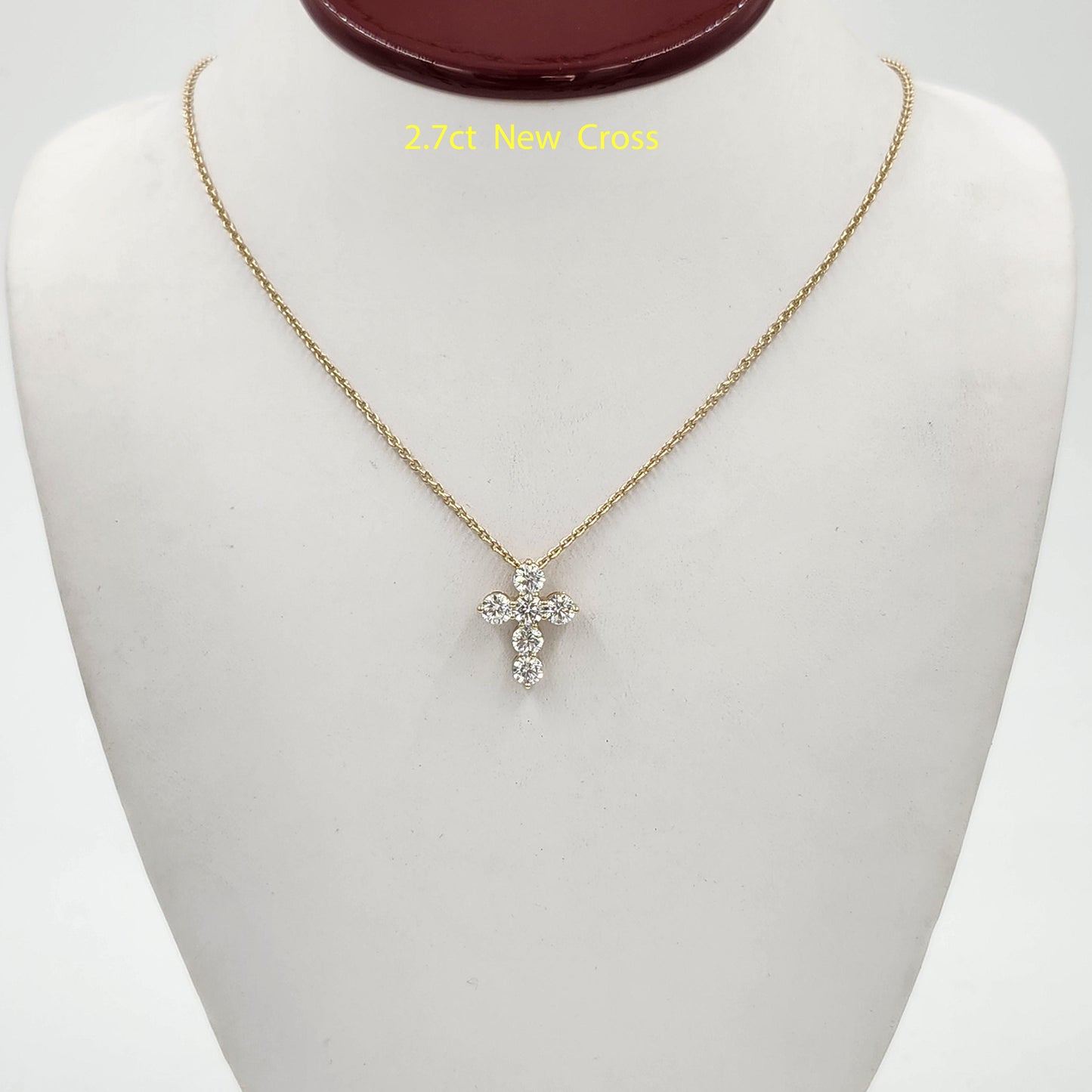 2.7ct Round Diamond Cross Necklace /Luxury Cross Diamond Pendant /14K Gold Cross Necklace /Anniversary Gift