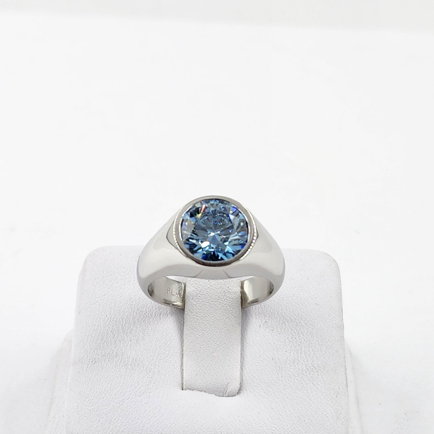 4ct Round Blue Diamond Solitaire Ring - 14K Gold Diamond Engagement Ring