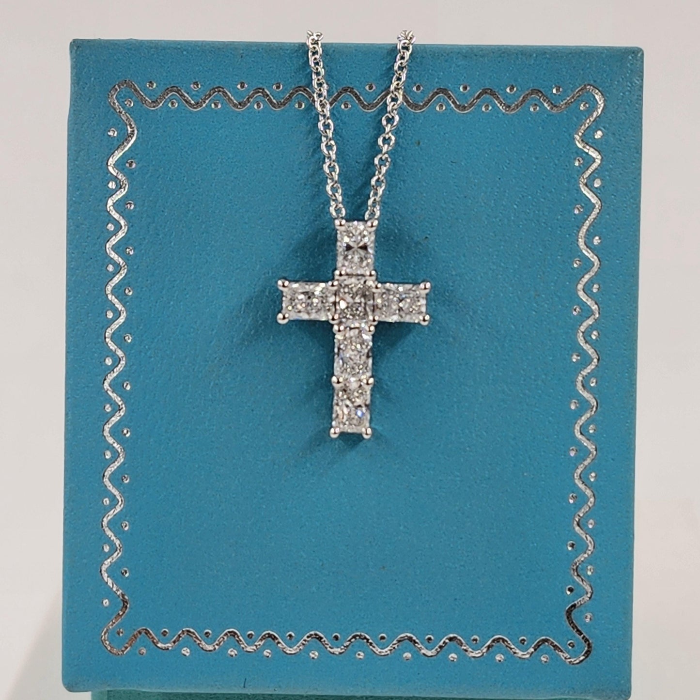 1.1ct Radiant Cut Diamond Cross Pendant: 14K Gold Diamond Cross Necklace