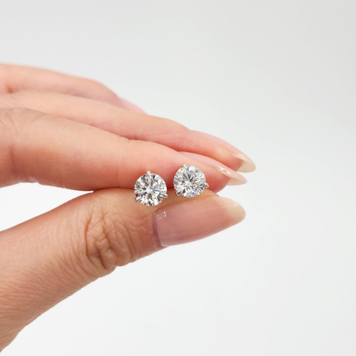 Total 2.13ct Round Diamond Stud Earrings: 14k Gold Prong Set Stud Earring - Anniversary gift