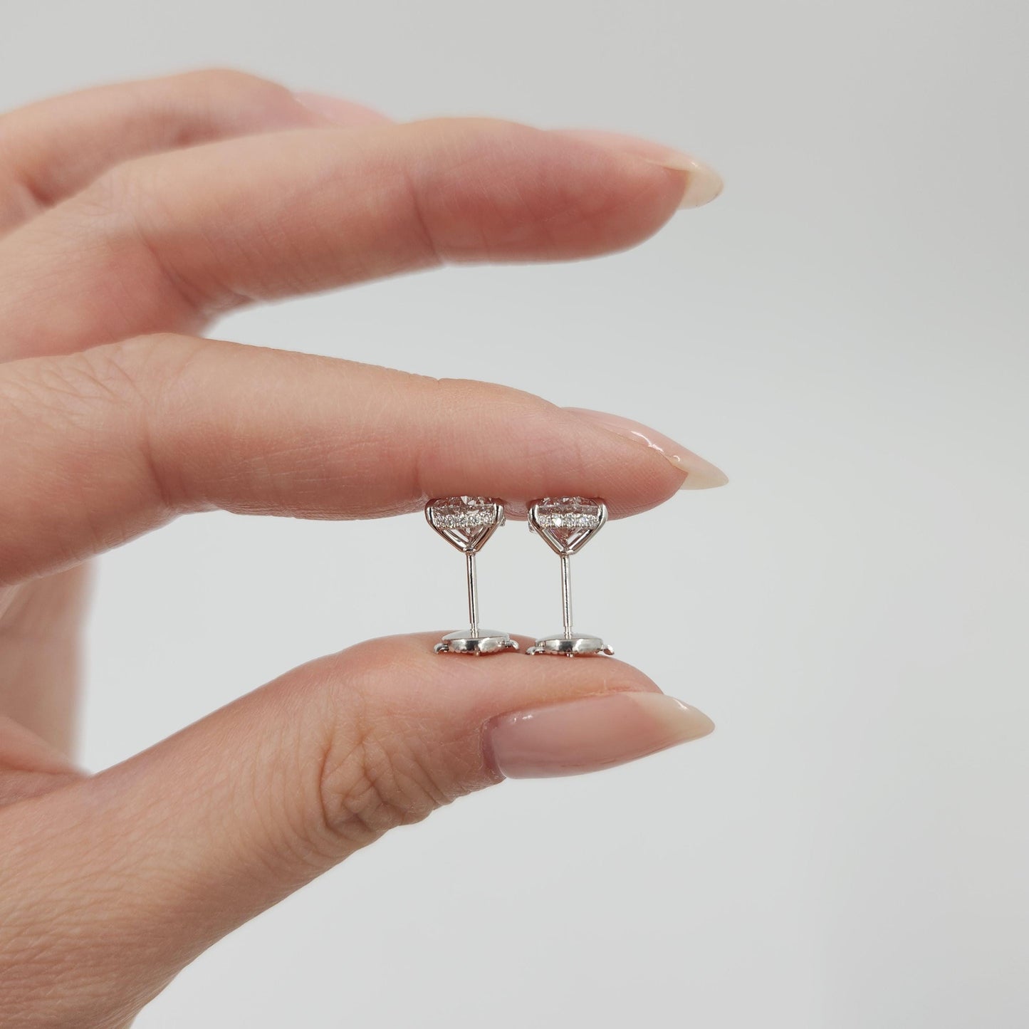 Total 2.13ct Round Diamond Stud Earrings: 14k Gold Prong Set Stud Earring - Anniversary gift