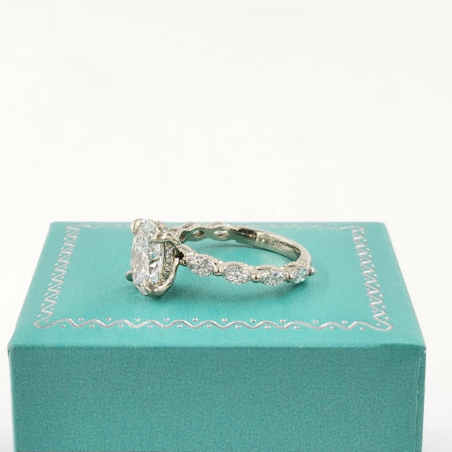 2ct Oval Diamond Engagement Ring: 14K Gold Marquise Diamond Stackable Band - Anniversary Ring