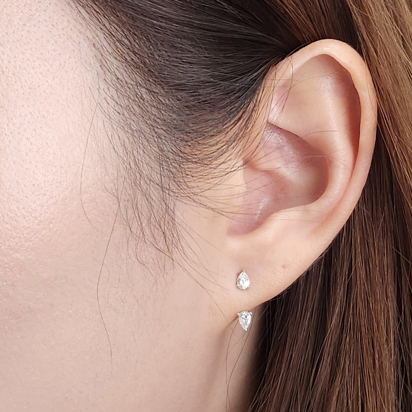 Pear Shape Natural Diamond Jacket Earring /14K gold Three Prong Pear Diamond Jacket Earrings / Jacket earring only / Anniversary gift