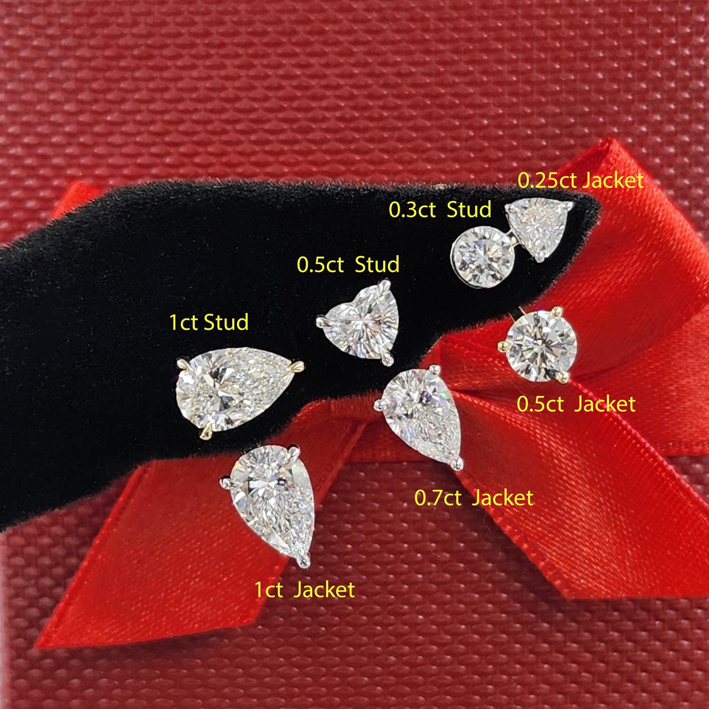 Pear Diamond Jacket Earring/ Three Prong Diamond Jacket Earring/ Jacket earring only / Single or Pair Jacket Earring/ Anniversary gift