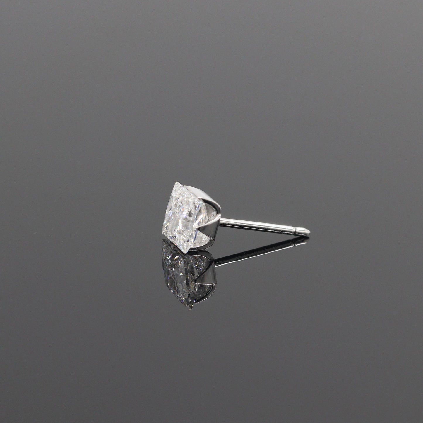 Princess Cut Diamond Solitaire Earrings: 14K Gold Invisible SettingStud Earring- Anniversary gift