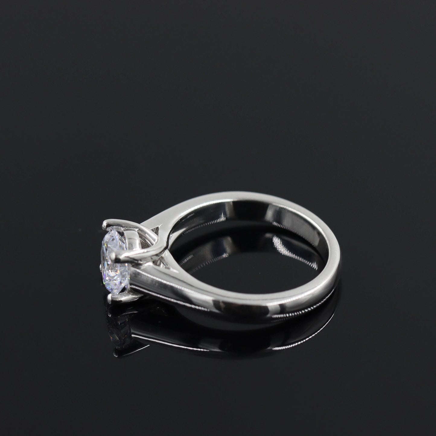 1~3ct Round Solitaire Diamond Platinum Engagement Ring - Anniversary gift