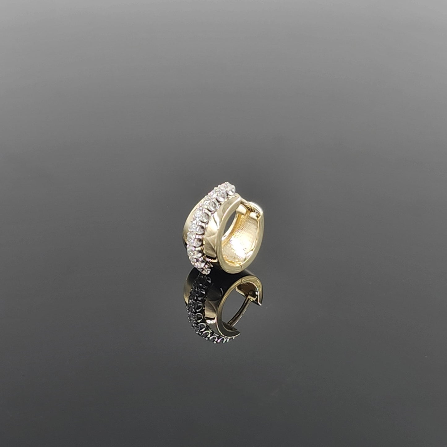14K gold Natural Diamond Large Earrings/Two Tone gold Diamond Hoop Earrings/Diamond Hoops/Anniversary gift