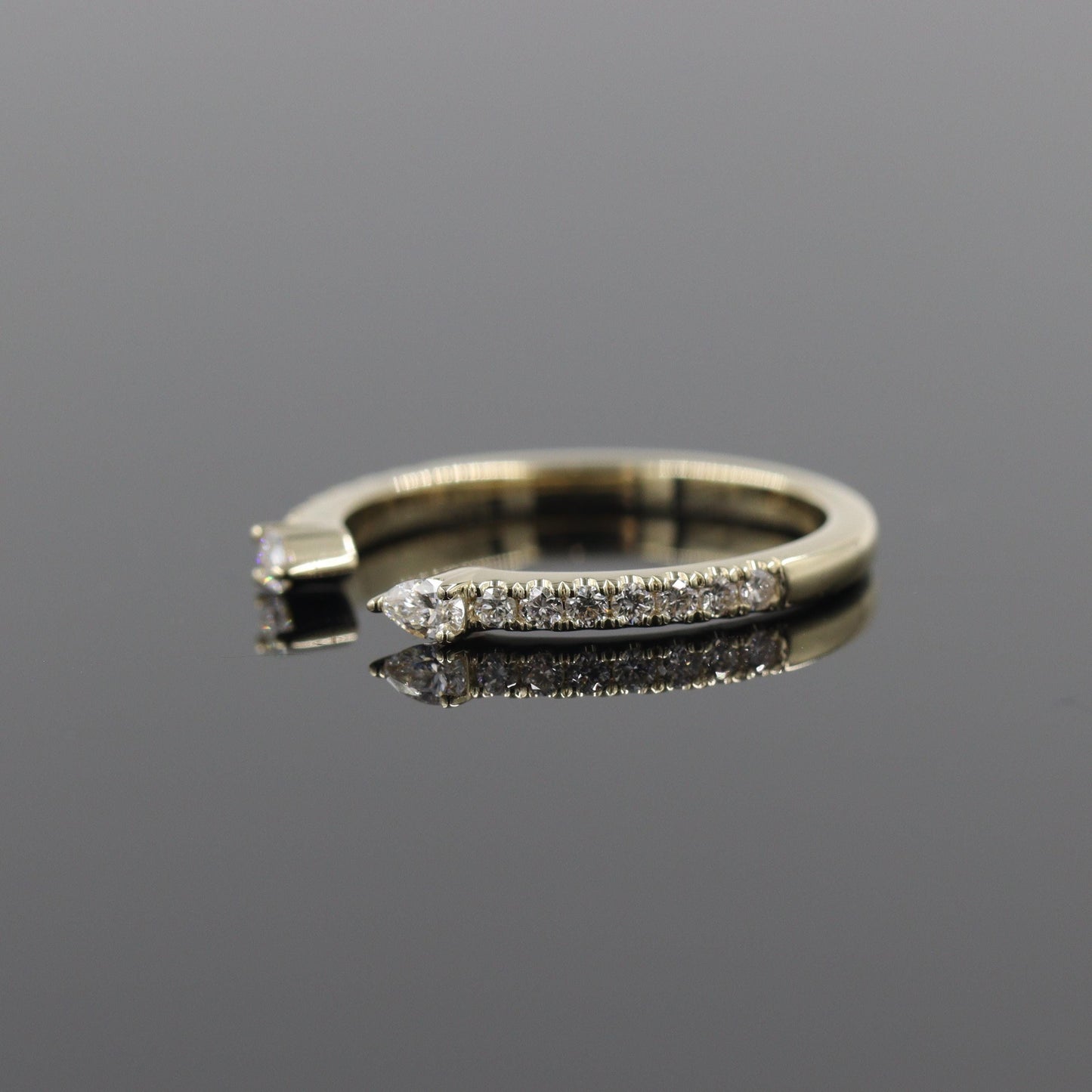 Pear Diamond Stacking Ring: 14K Gold Diamond Wedding Band- Anniversary gift