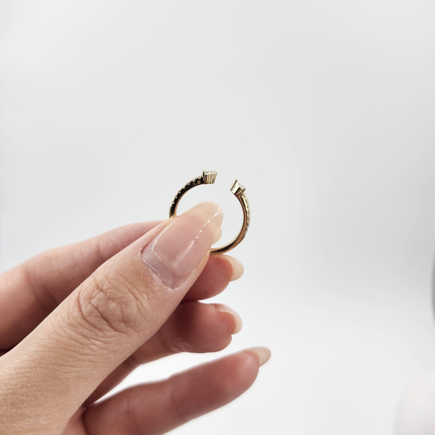 Pear Diamond Stacking Ring: 14K Gold Diamond Wedding Band- Anniversary gift