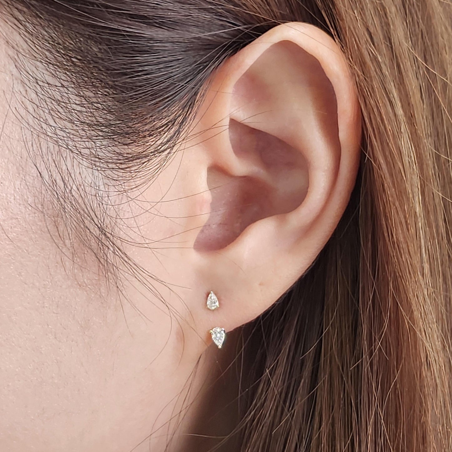 Pear Shape Natural Diamond Jacket Earring /14K gold Three Prong Pear Diamond Jacket Earrings / Jacket earring only / Anniversary gift