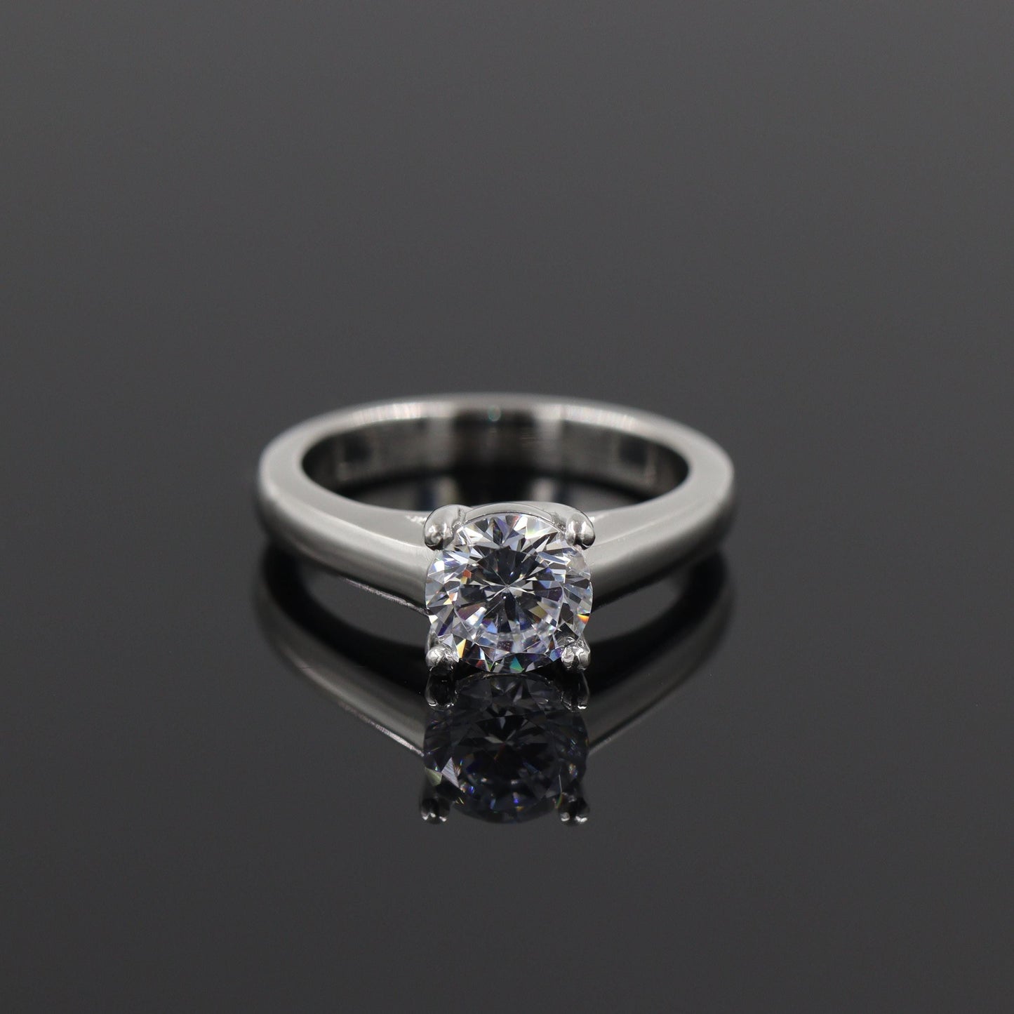 1~3ct Round Solitaire Diamond Platinum Engagement Ring - Anniversary gift