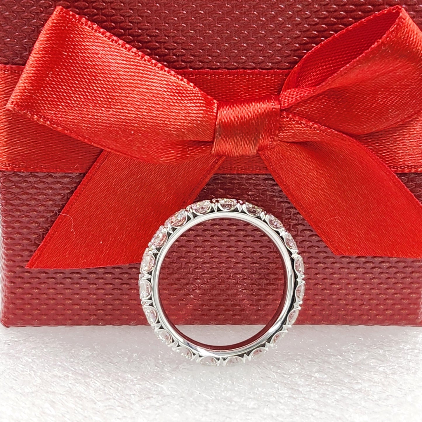 Round Diamond Eternity Wedding Band: 14K Gold Stackable Diamond 3.9mm Width Ring - Anniversary gift