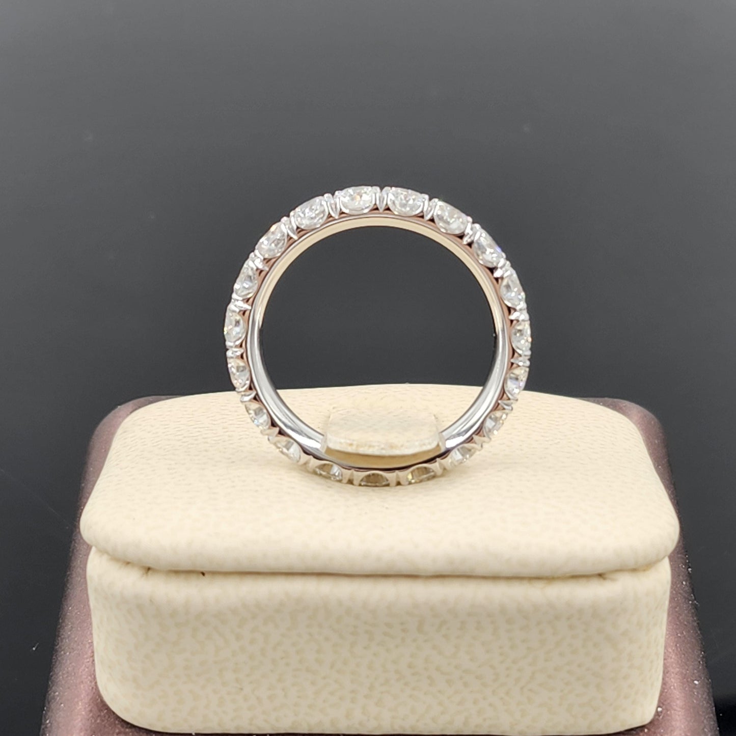 Round Diamond Eternity Wedding Band: 14K Gold Stackable Diamond 3.9mm Width Ring - Anniversary gift