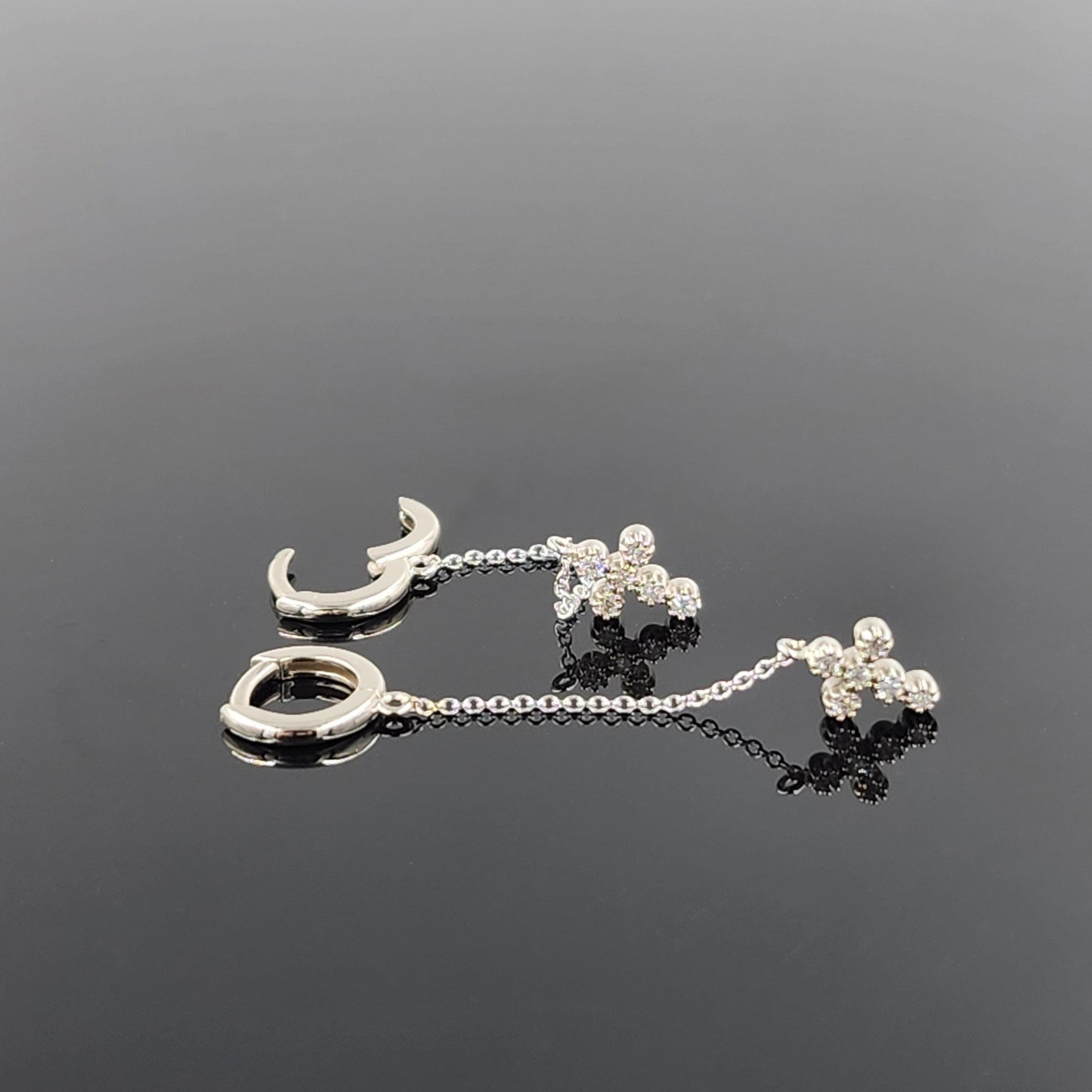 Natural Diamond Small Cross Charm with Gold Hoop Earring/14K gold Diameter 8.8mm Hoop Earring/Hoop Dangle Earrings/Anniversary gift