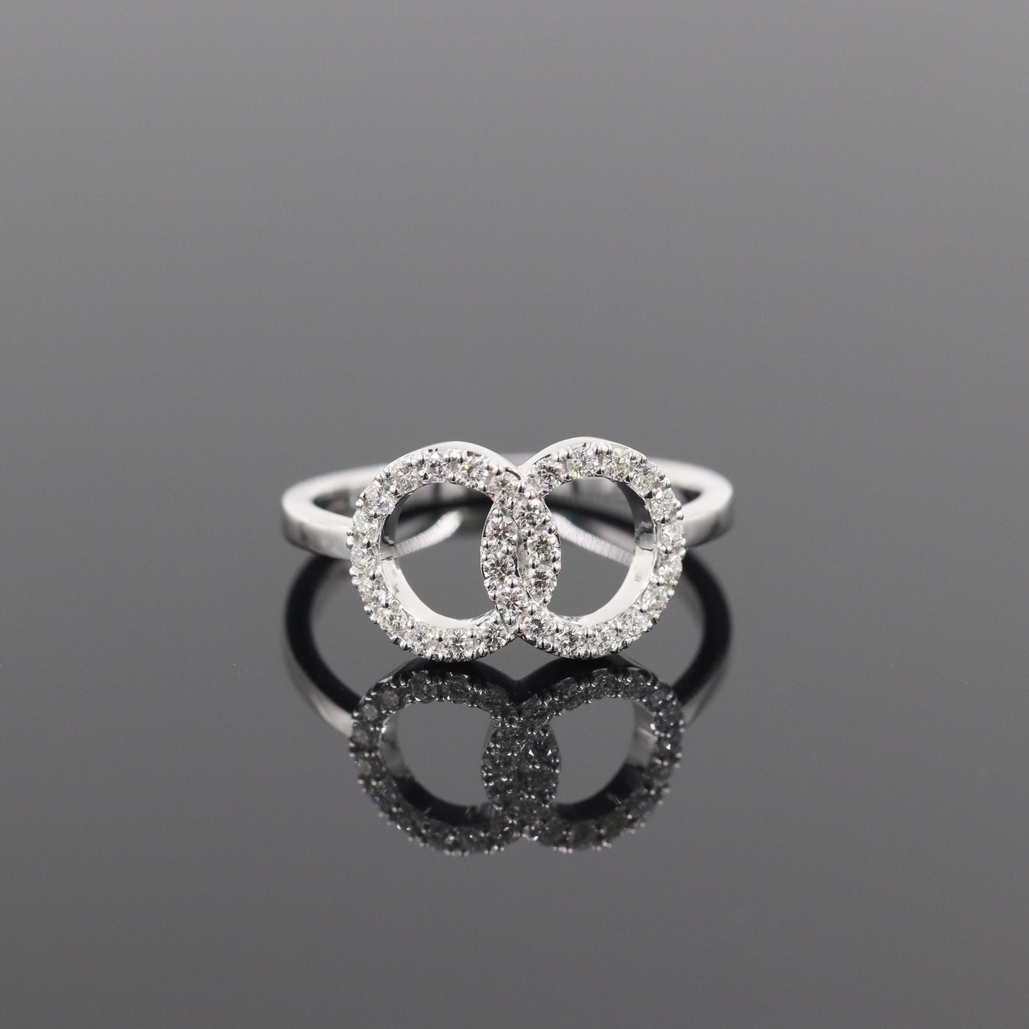 14K Gold Natural Diamond Double Circle Ring: Stacking Promise Ring - Anniversary Gift