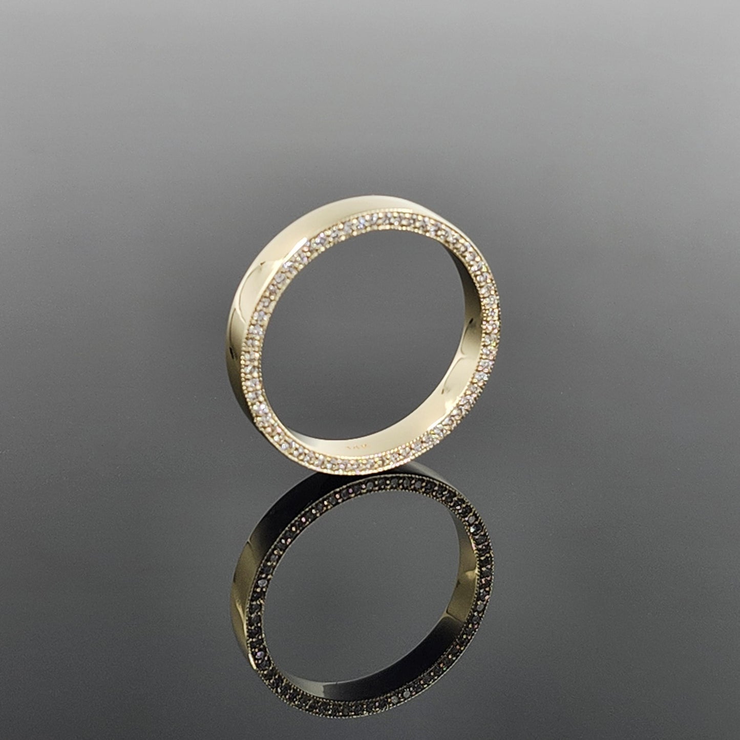 Round Diamond Full Eternity Wedding Band - 14K Gold 3.8mm Diamond Bead- Anniversary gift