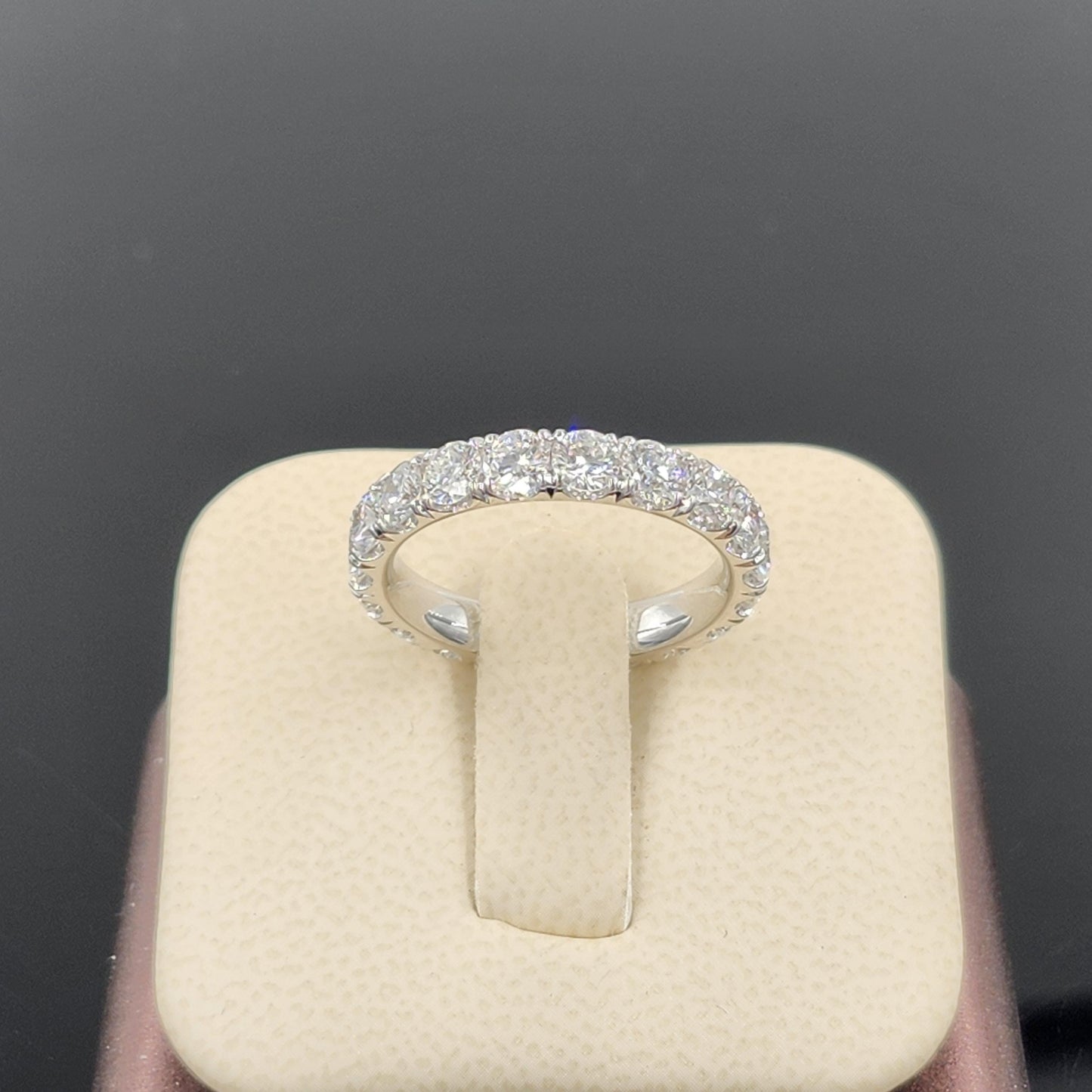 Round Diamond Eternity Wedding Band: 14K Gold Stackable Diamond 3.9mm Width Ring - Anniversary gift