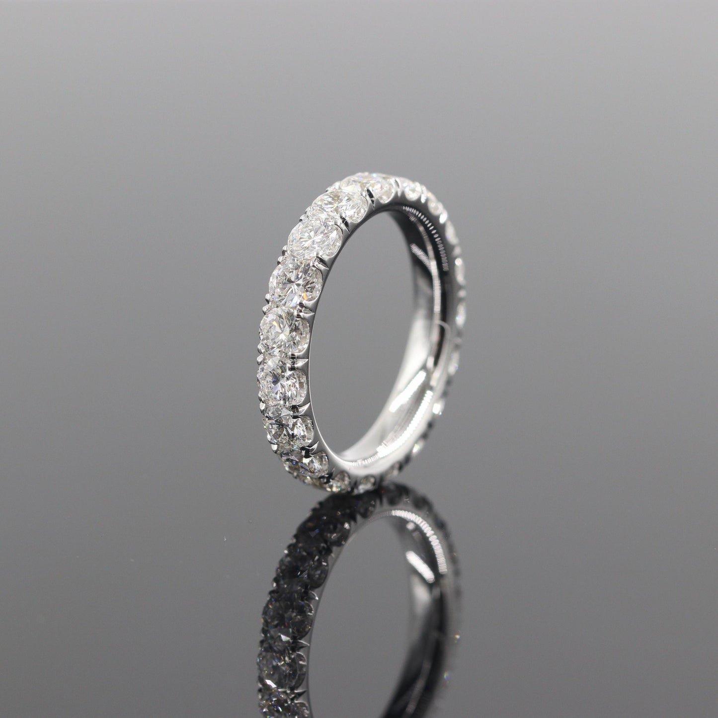 Round Diamond Eternity Wedding Band: 14K Gold Stackable Diamond 3.9mm Width Ring - Anniversary gift