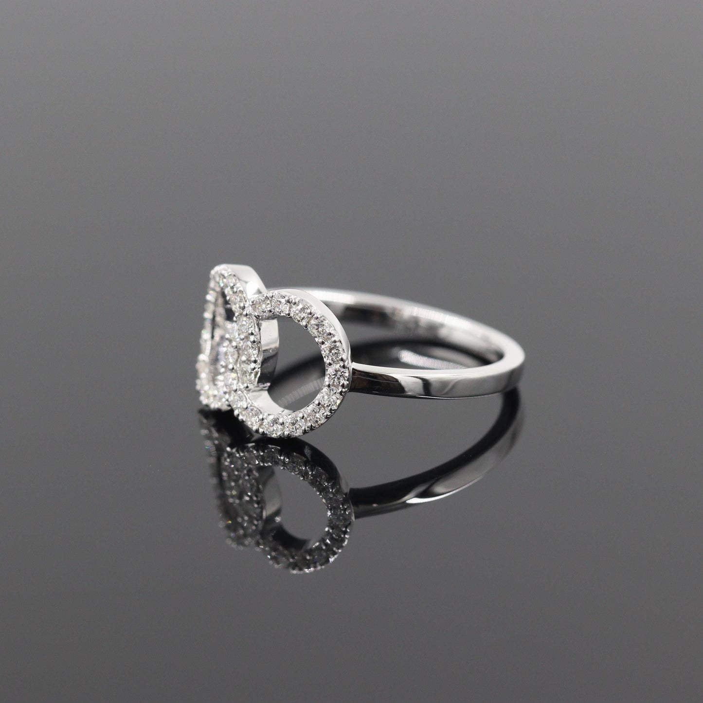 14K Gold Natural Diamond Double Circle Ring: Stacking Promise Ring - Anniversary Gift
