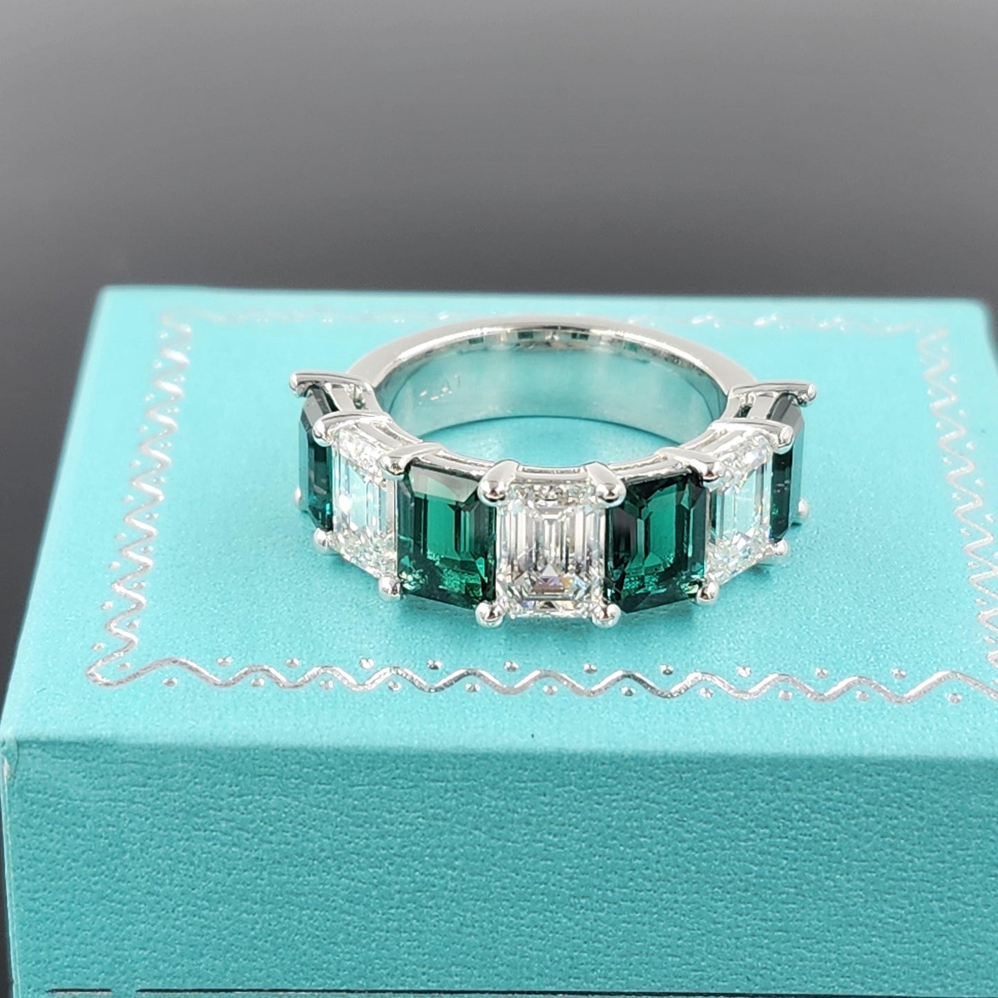 Emerald Cut Diamond Ring - Total 7ct Anniversary Ring - 14k,18K Gold Platinum Diamond Ring