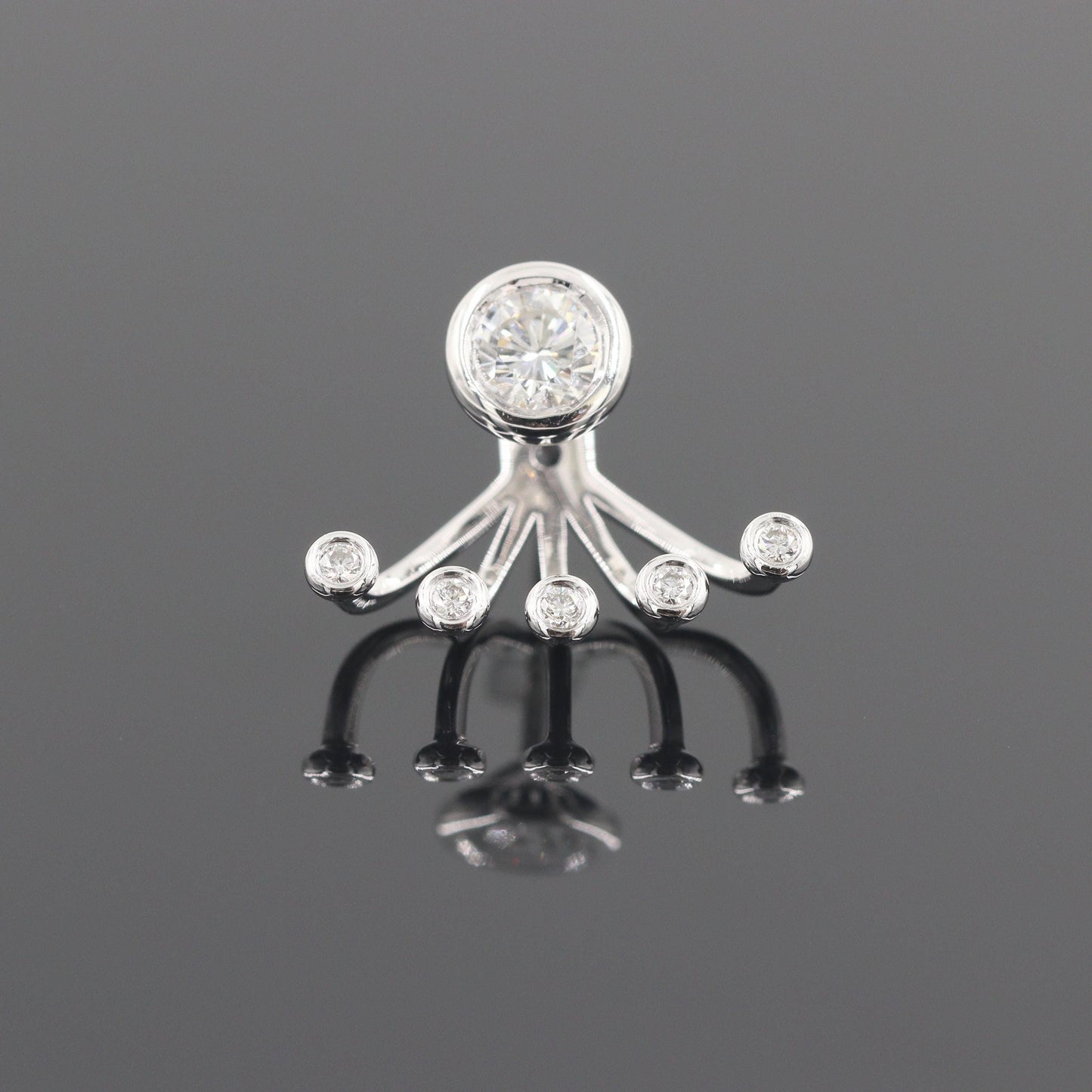 14K Gold Natural Diamond Earring Jackets: Natural White Diamond Bezel Set Jacket earring only / Anniversary gift