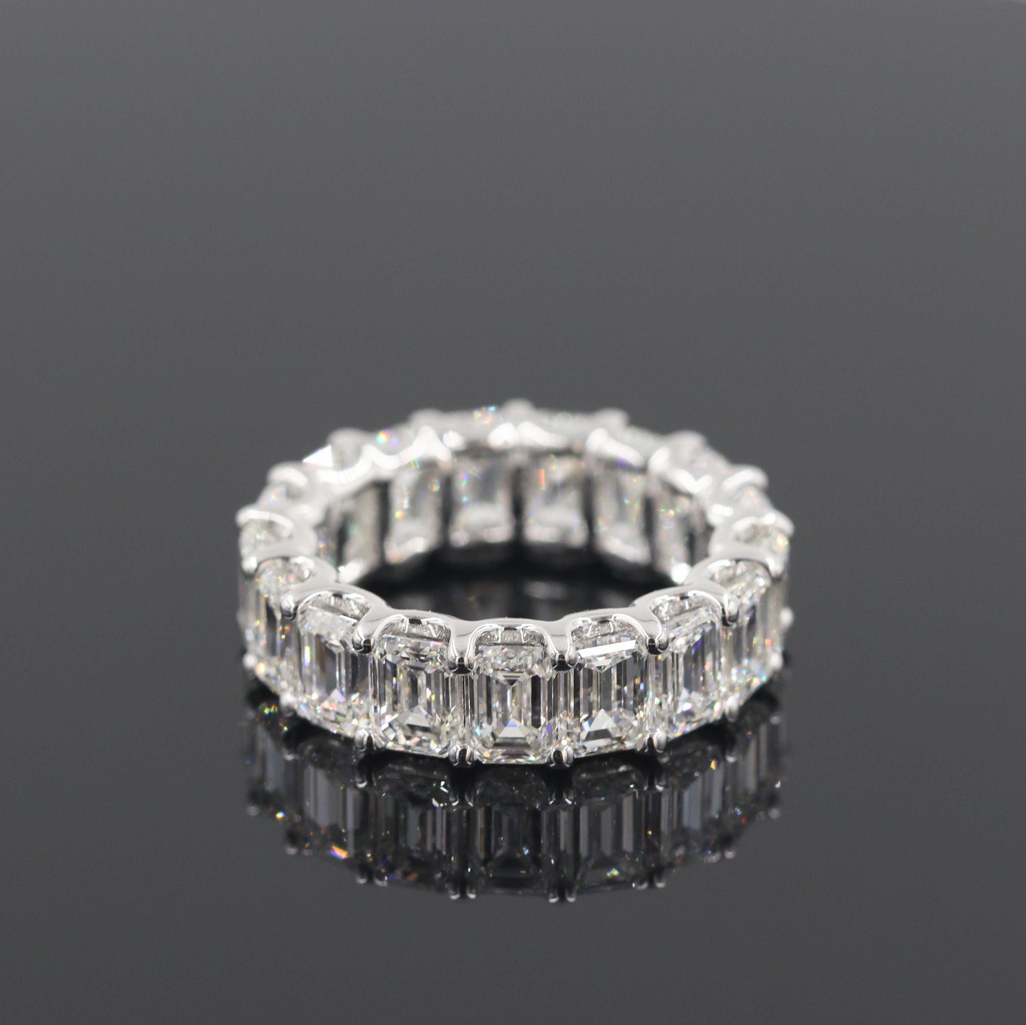 GIA Certified 8.6ct Emerald Cut Natural Diamond Eternity Band - 18K Gold Anniversary Ring