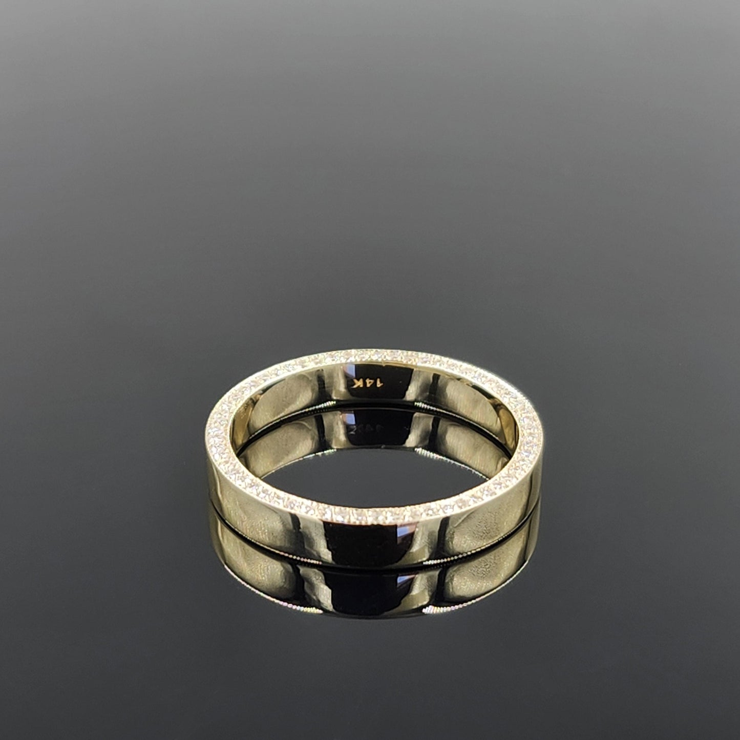Round Diamond Full Eternity Wedding Band - 14K Gold 3.8mm Diamond Bead- Anniversary gift