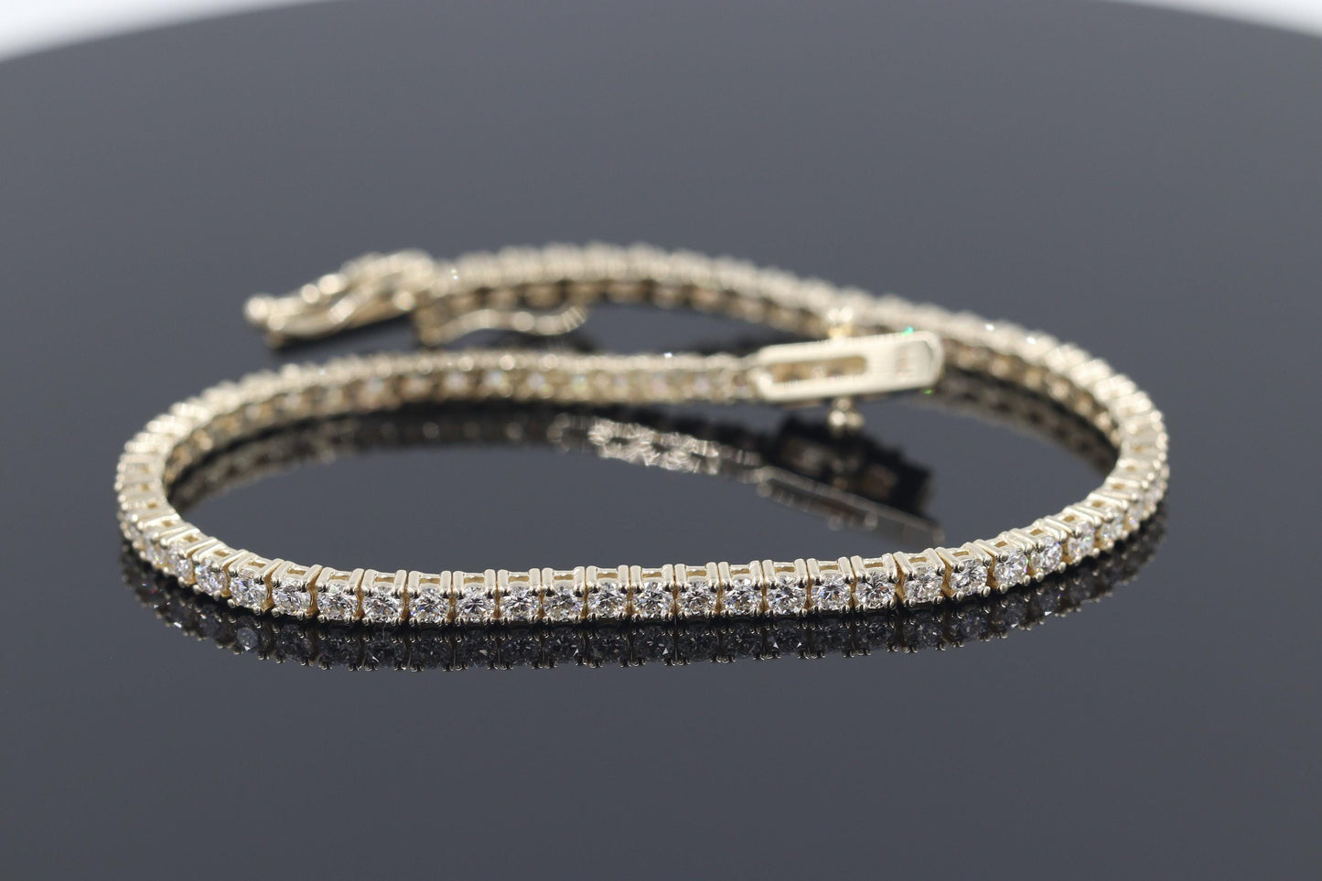 14K Gold Natural Diamond Tennis Bracelet, Dainty Bracelet, Anniversary Gift for Her