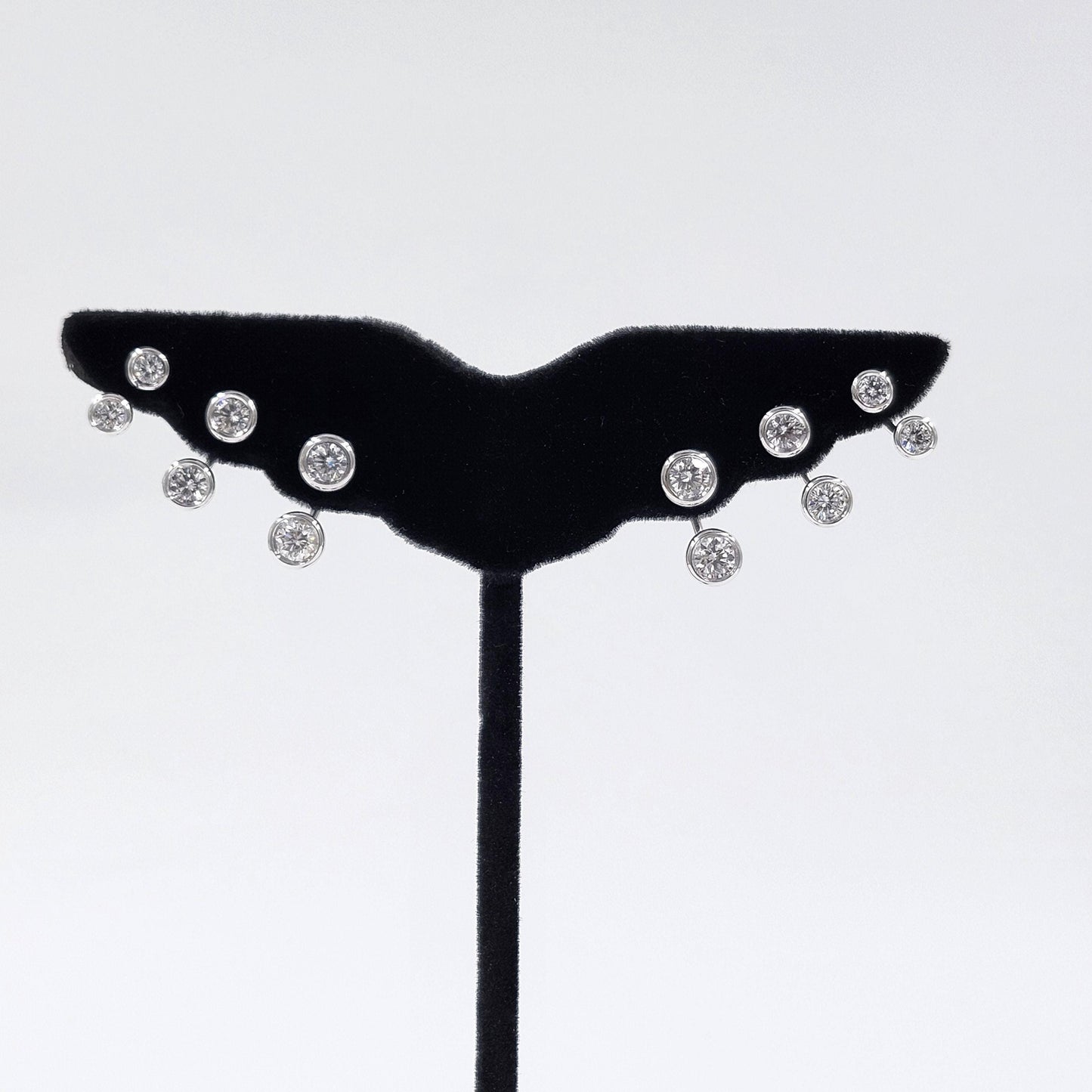 Round Diamond Jacket Earring / 14K gold Bezel Set Diamond Jacket Earring / Jacket earring only / Anniversary gift