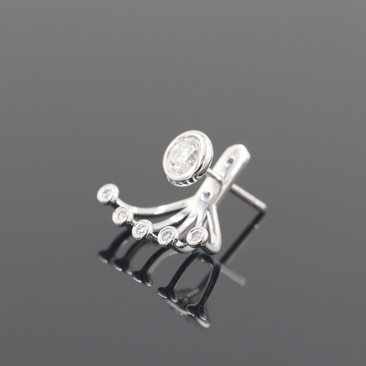 14K Gold Natural Diamond Earring Jackets: Natural White Diamond Bezel Set Jacket earring only / Anniversary gift