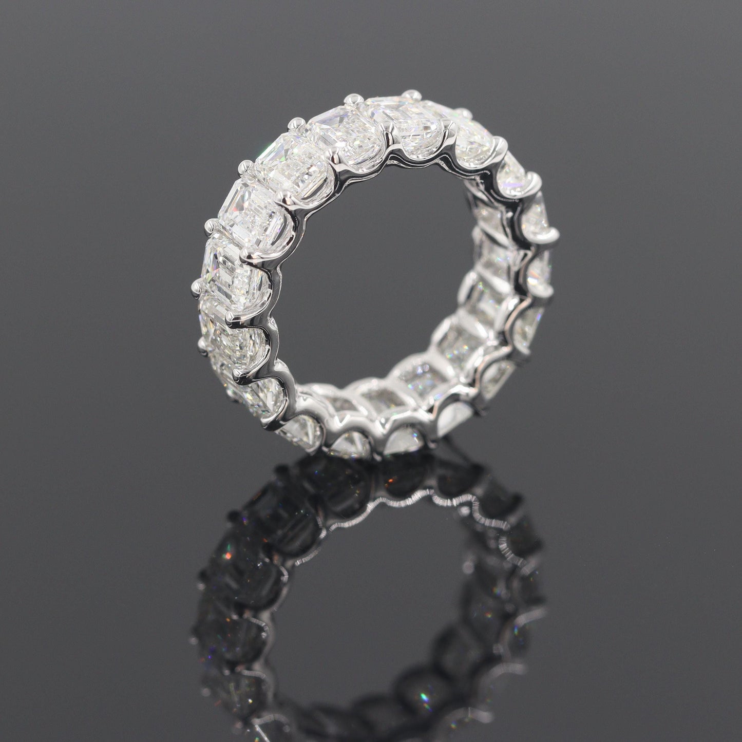 GIA Certified 8.6ct Emerald Cut Natural Diamond Eternity Band - 18K Gold Anniversary Ring