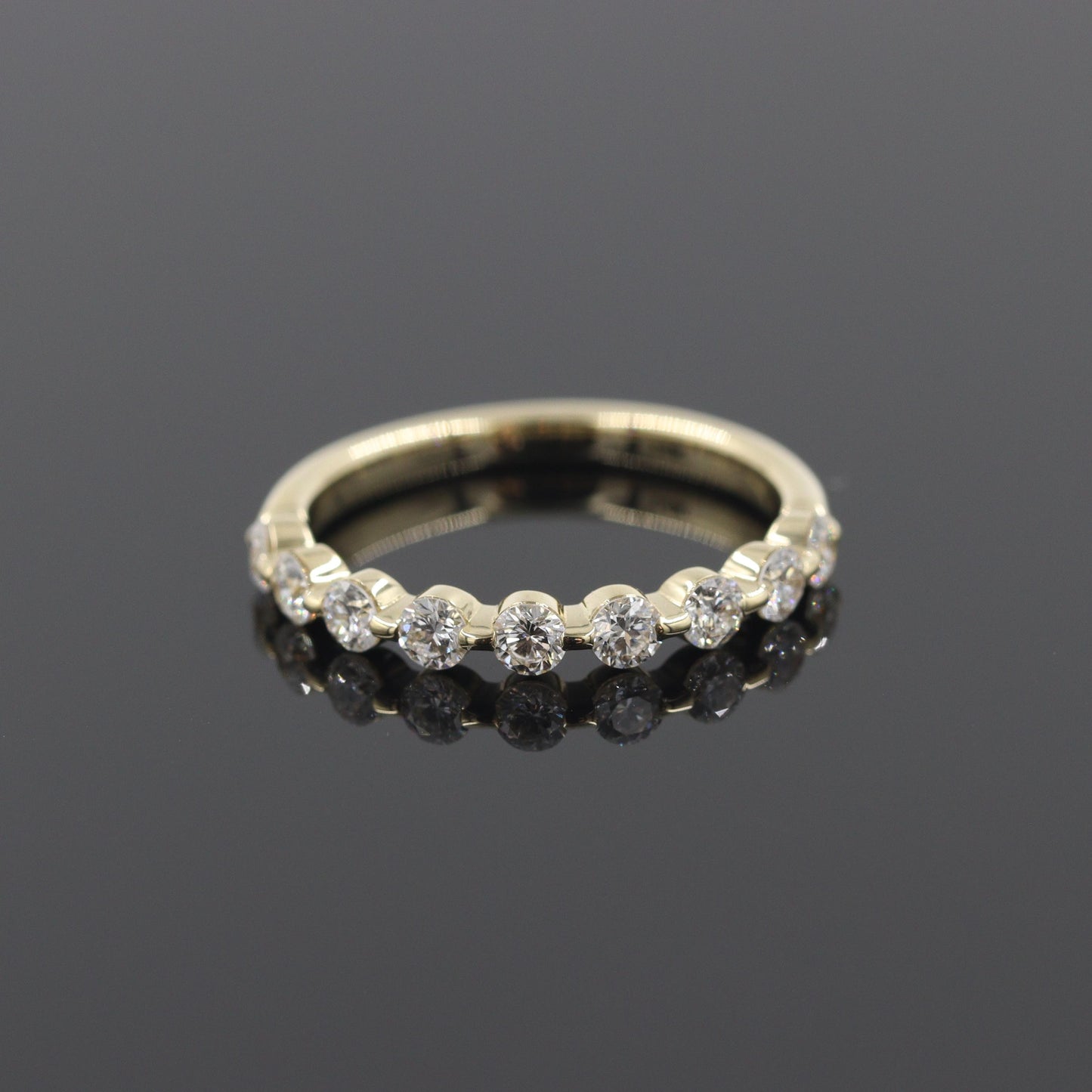 Half Natural Diamond Single Prong Wedding Band: 14K Gold Eternity Ring - Anniversary Gift