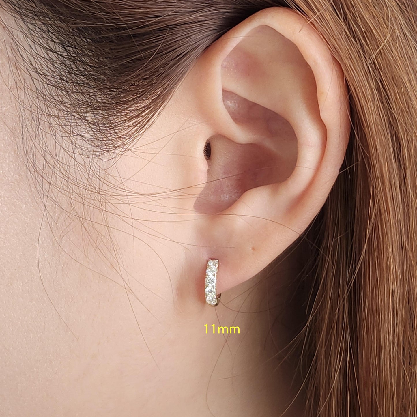 Natural Diamond Diameter 11mm Earrings/ Diamond Hoop Earring/ 14K,18K gold Natural Diamond Hoop Earrings/ Anniversary gift